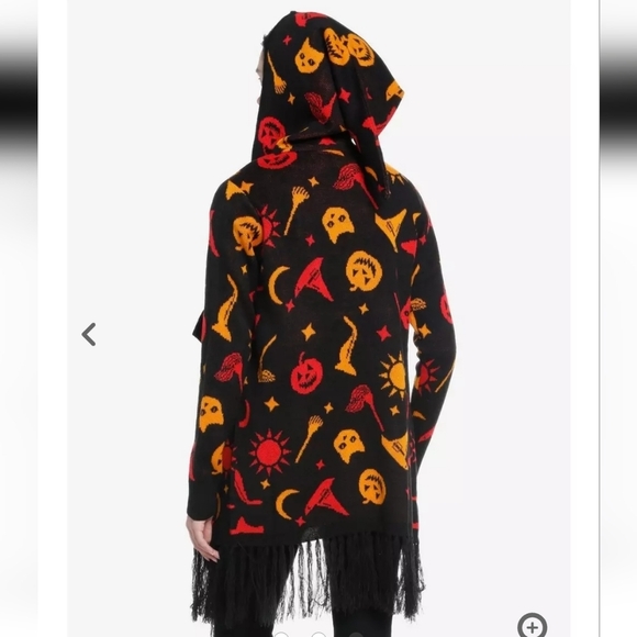 🆕️NWT Disney Hocus Pocus Dani Hooded Fringe Halloween Witch Cardigan Size Small - Picture 2 of 16